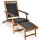 Costway Patio Folding Rattan Lounge Chair Wooden Frame W/ Retractable Footrest